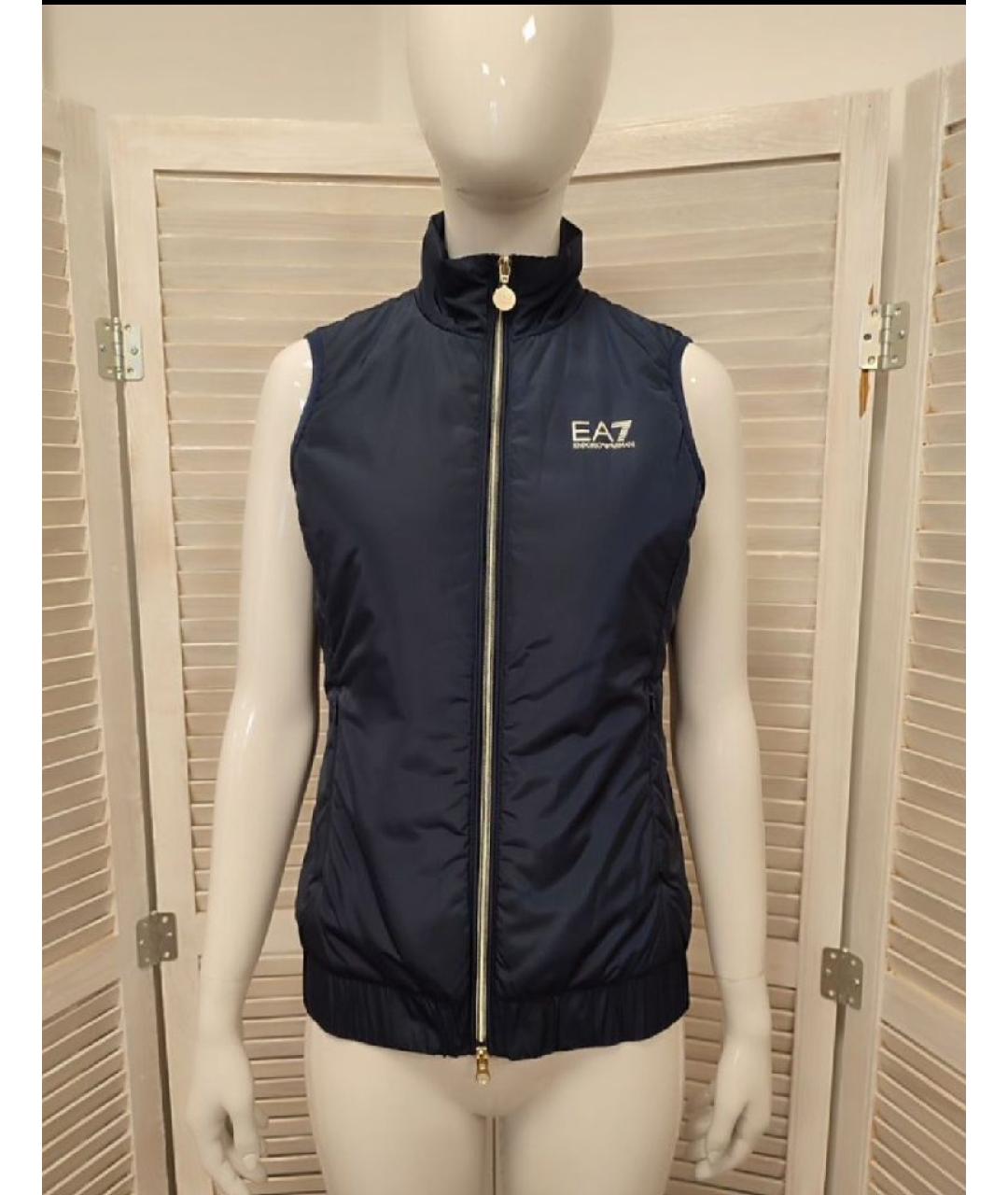 EMPORIO ARMANI Темно-синий полиэстеровый жилет, фото 10