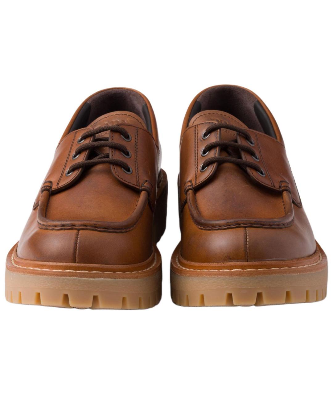 PRADA Коричневые кожаные лоферы, фото 4