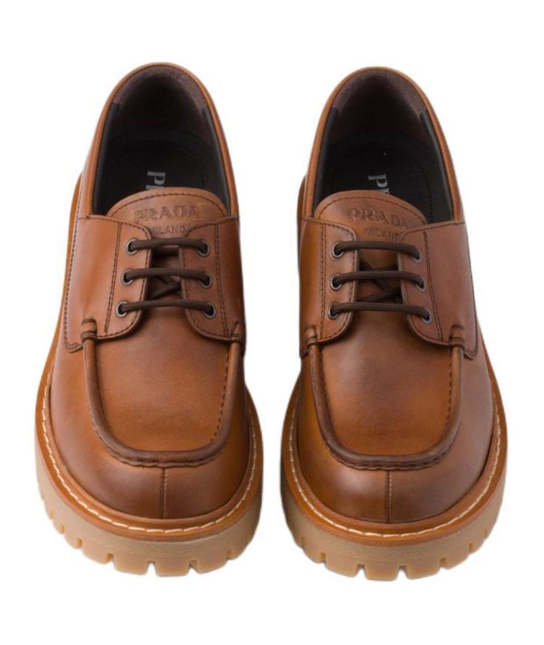 PRADA Коричневые кожаные лоферы, фото 5