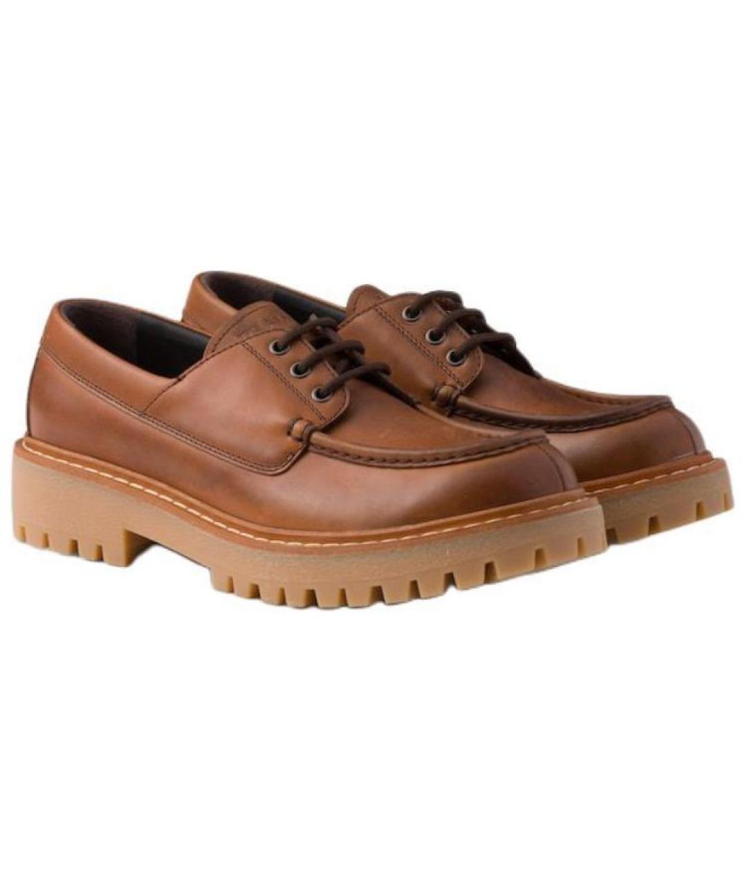 PRADA Коричневые кожаные лоферы, фото 3