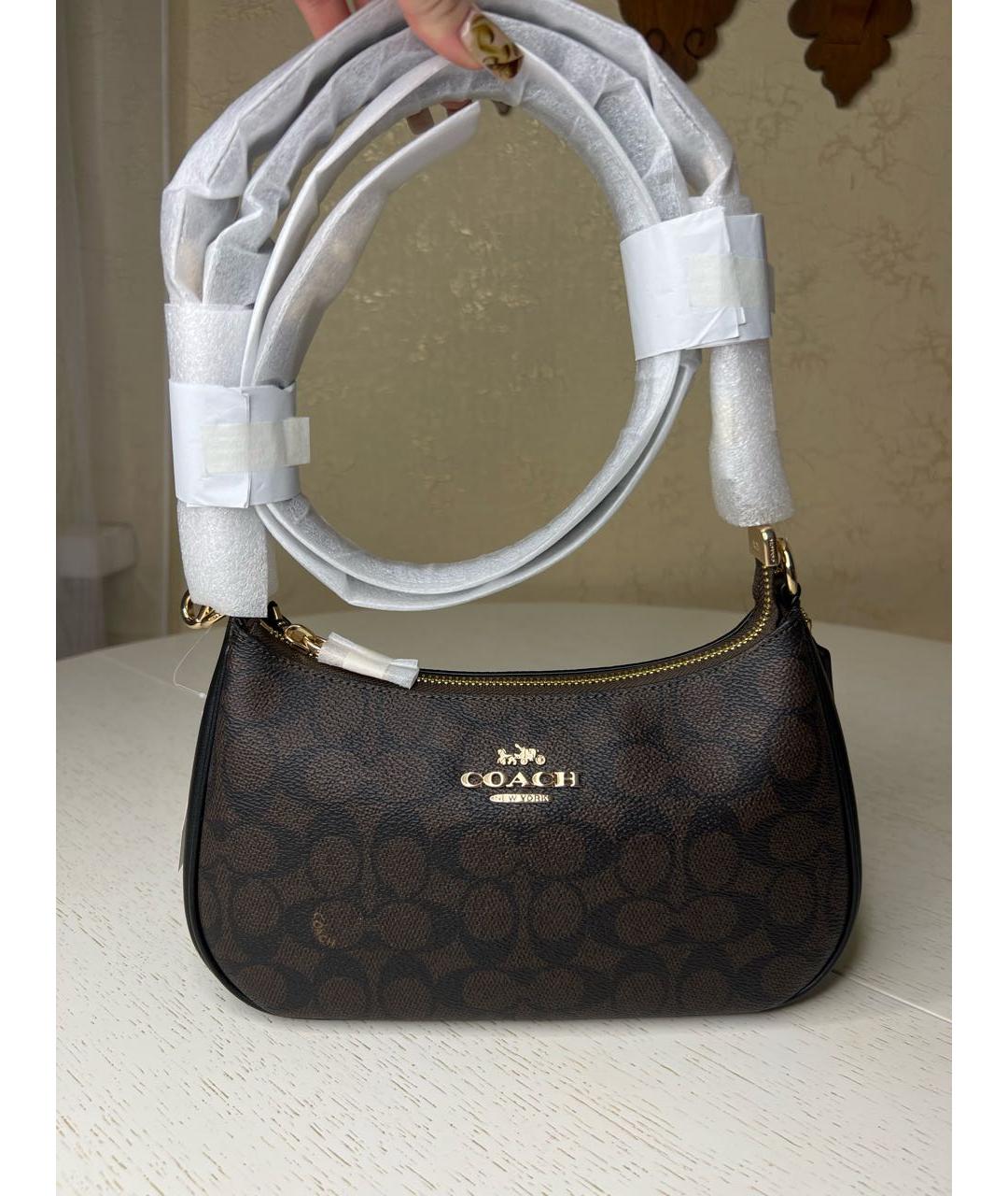 COACH Коричневая кожаная сумка через плечо, фото 2