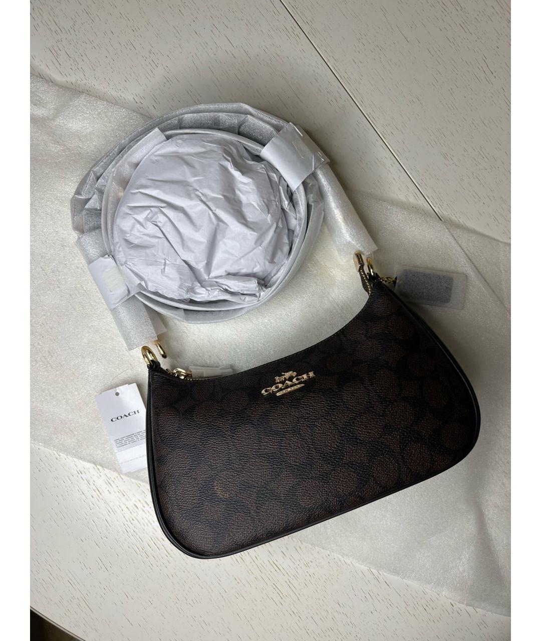 COACH Коричневая кожаная сумка через плечо, фото 5