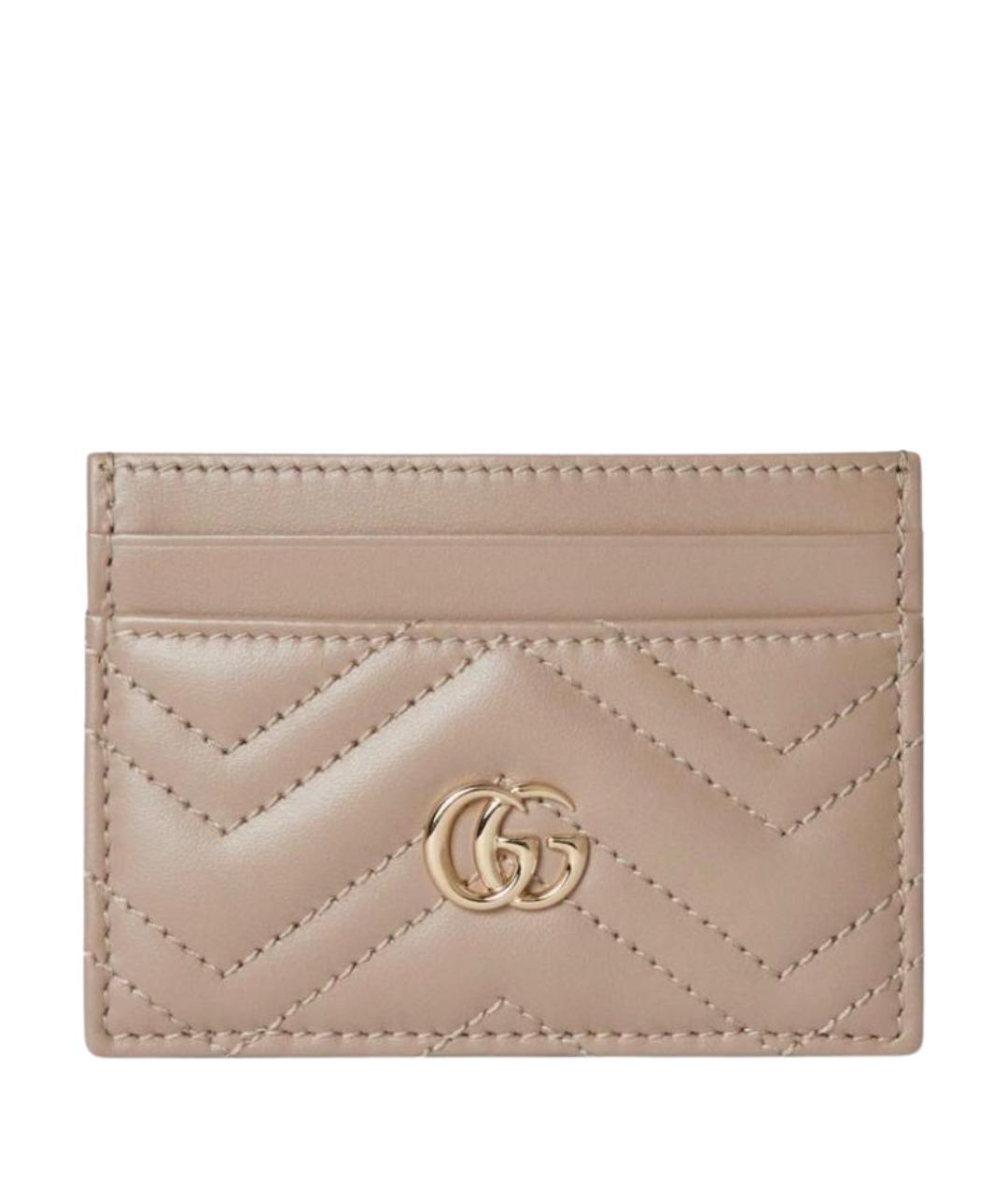 GUCCI Бежевый кожаный кардхолдер, фото 1