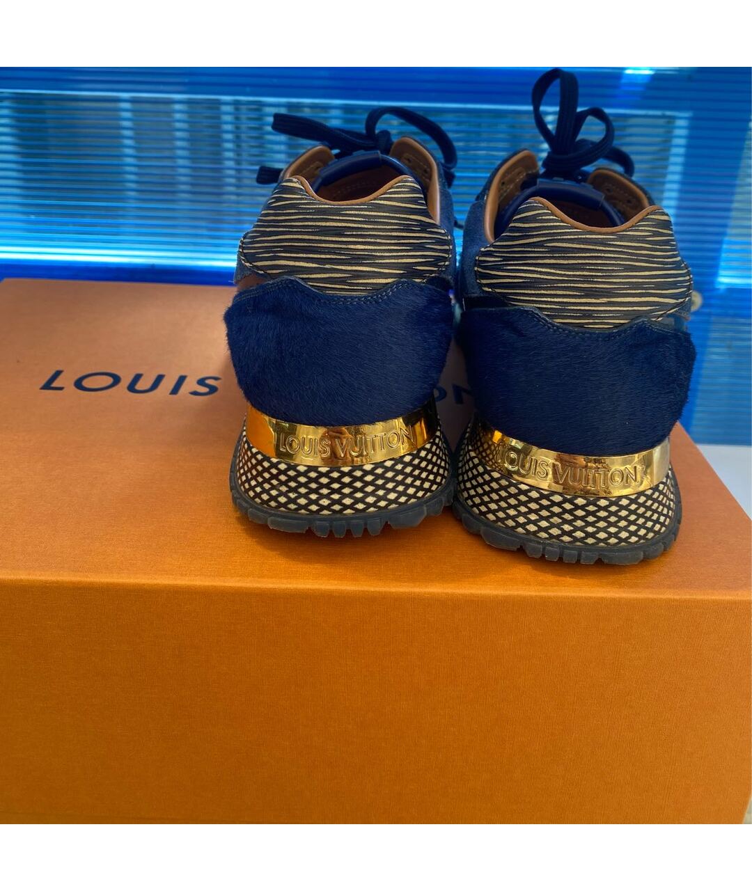 LOUIS VUITTON PRE-OWNED Синие кожаные кроссовки, фото 3