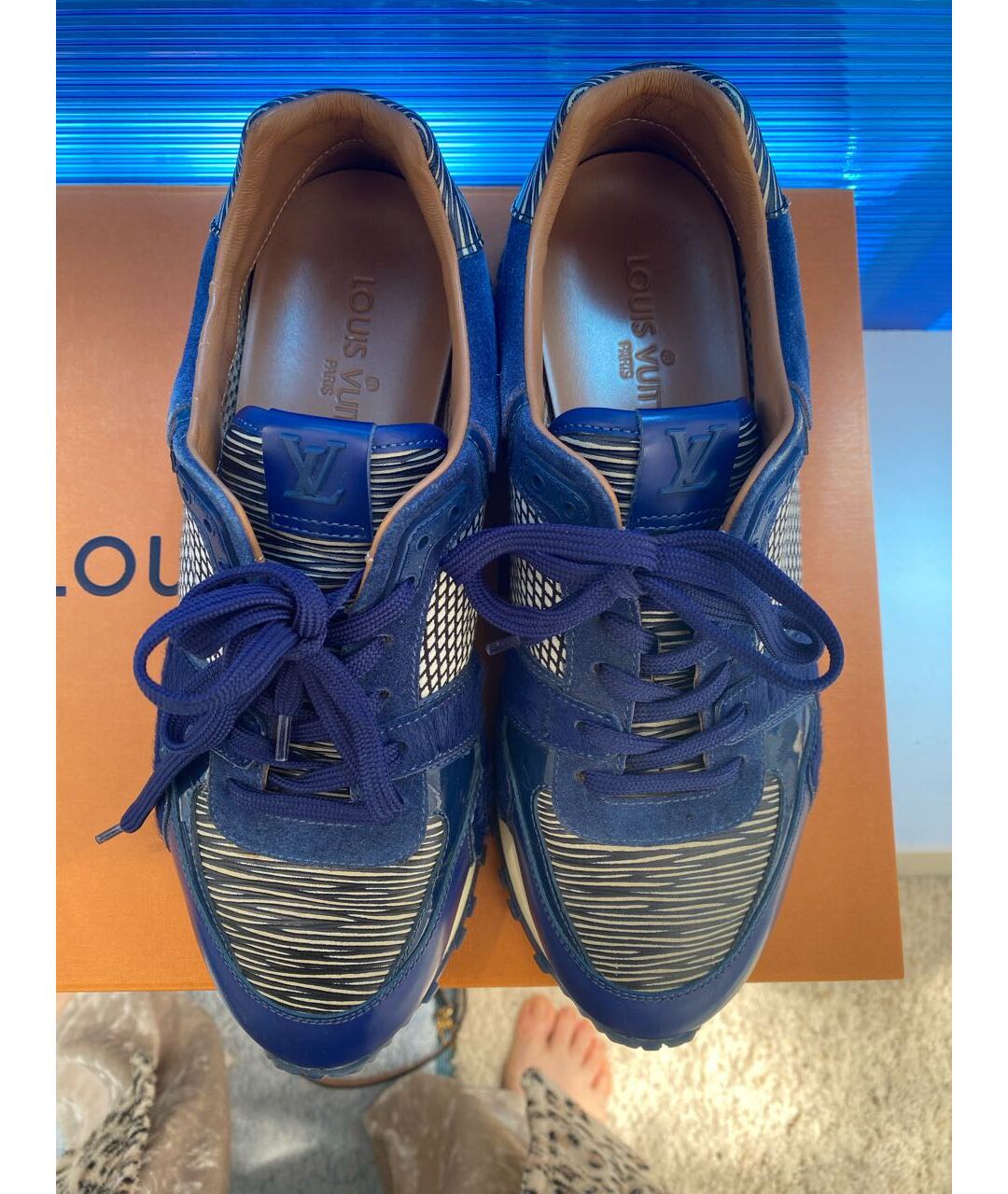 LOUIS VUITTON PRE-OWNED Синие кожаные кроссовки, фото 4