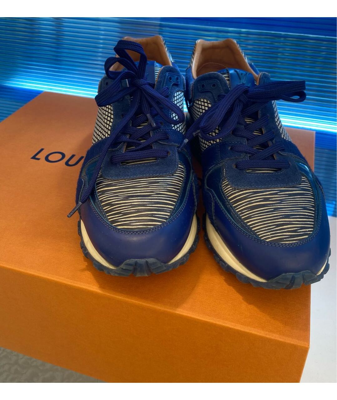 LOUIS VUITTON PRE-OWNED Синие кожаные кроссовки, фото 2