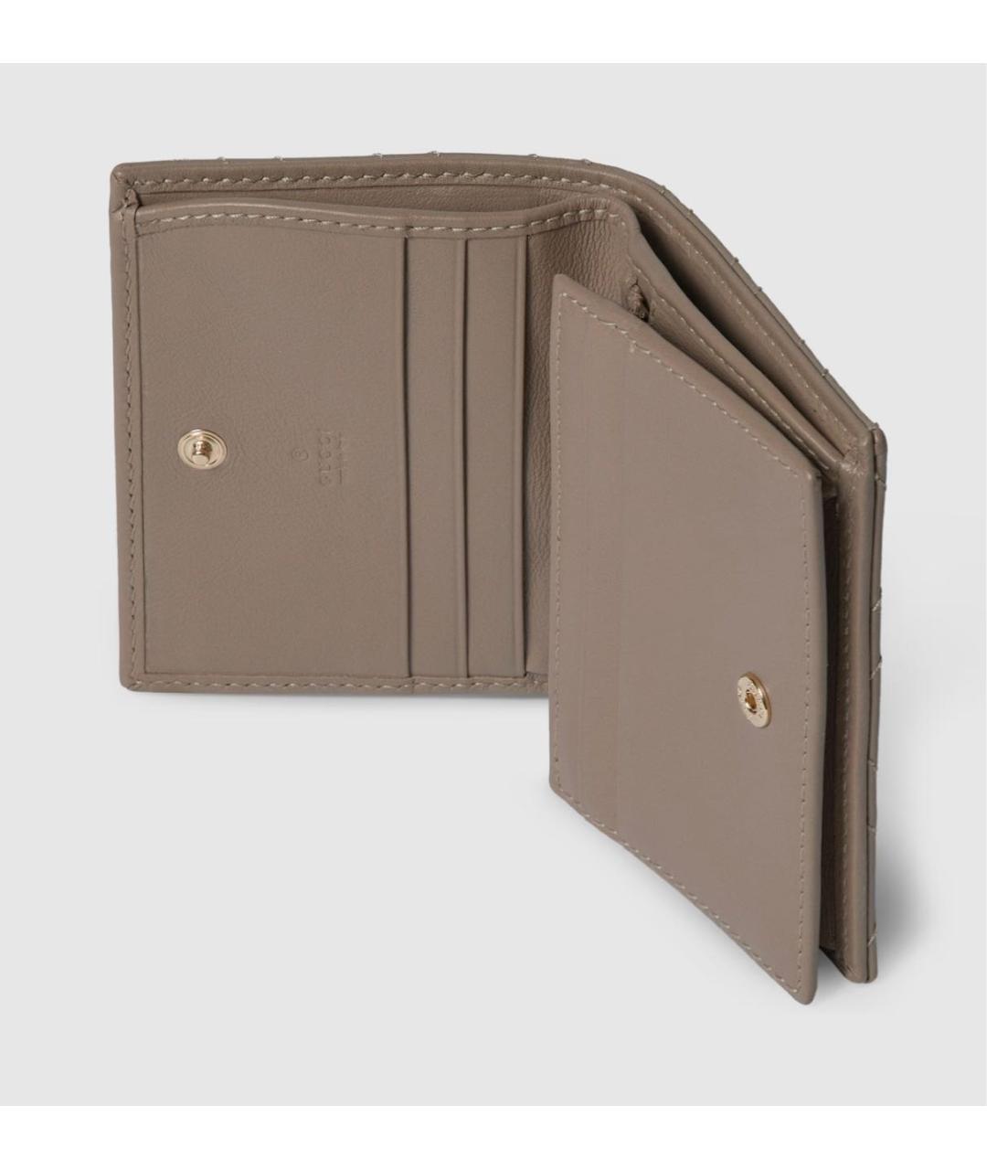 GUCCI Бежевый кожаный кошелек, фото 4