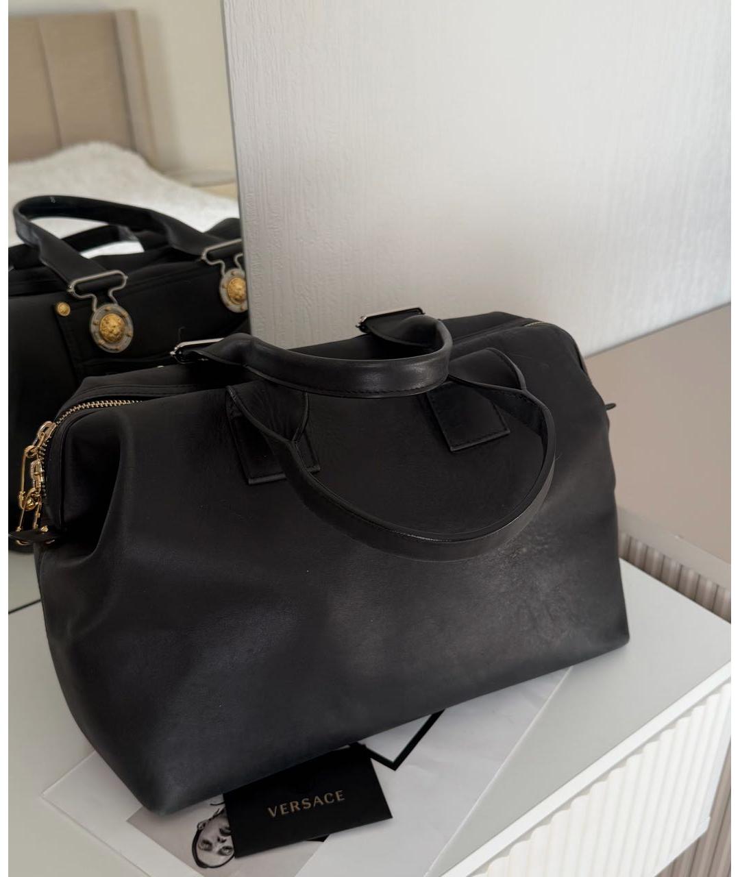 VERSUS VERSACE Черная кожаная сумка через плечо, фото 5