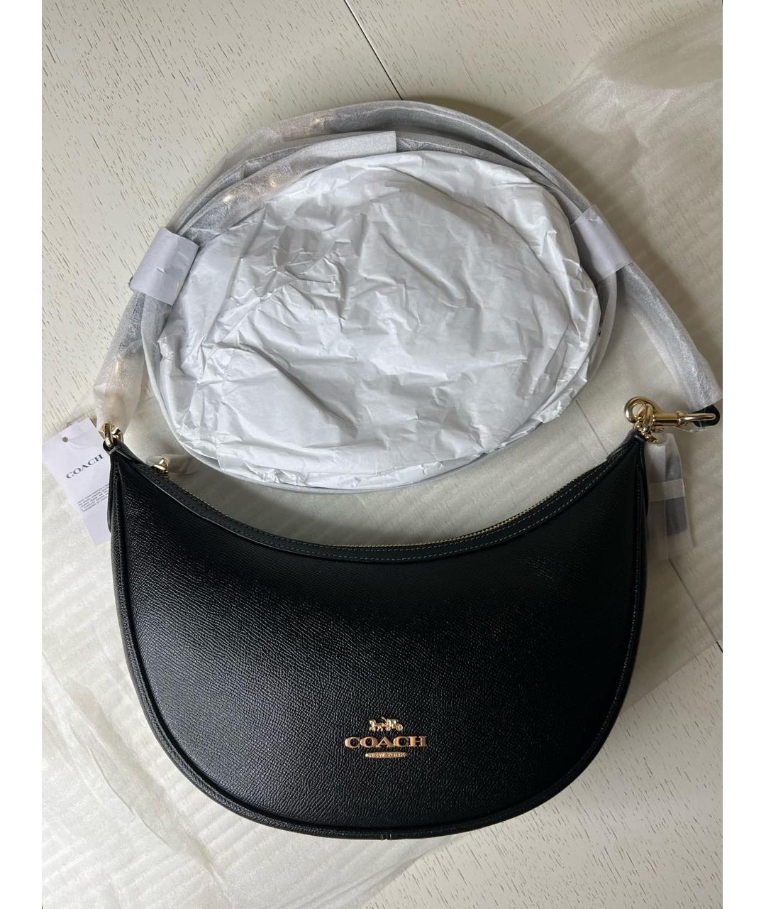 COACH Черная кожаная сумка через плечо, фото 6