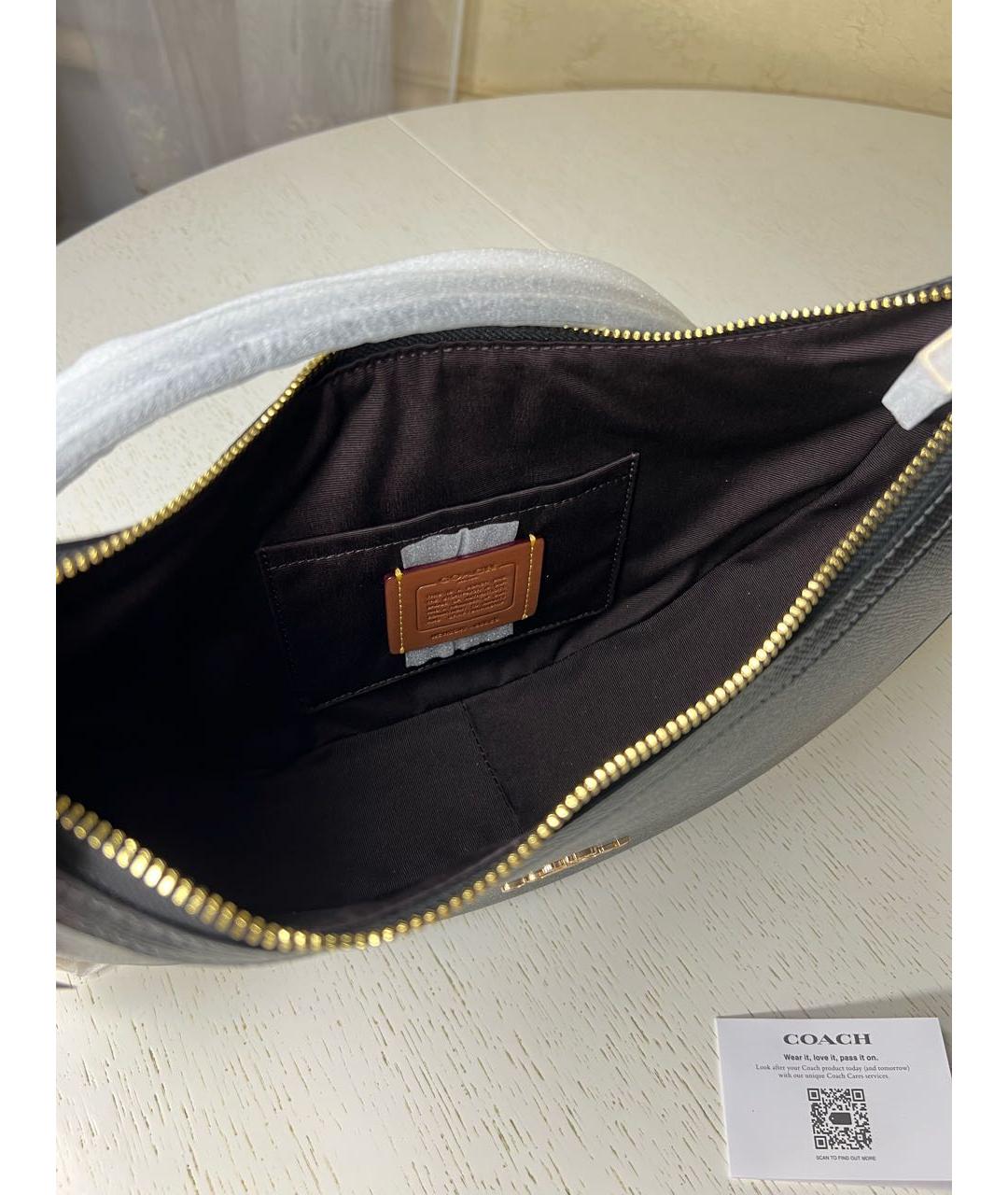 COACH Черная кожаная сумка через плечо, фото 4