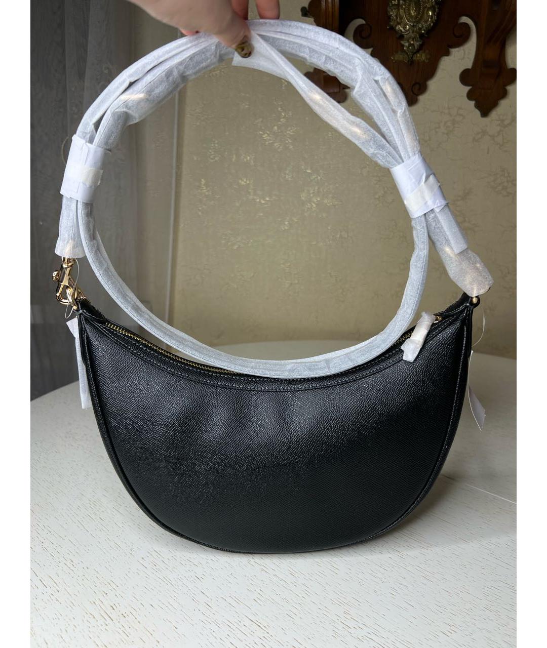 COACH Черная кожаная сумка через плечо, фото 3