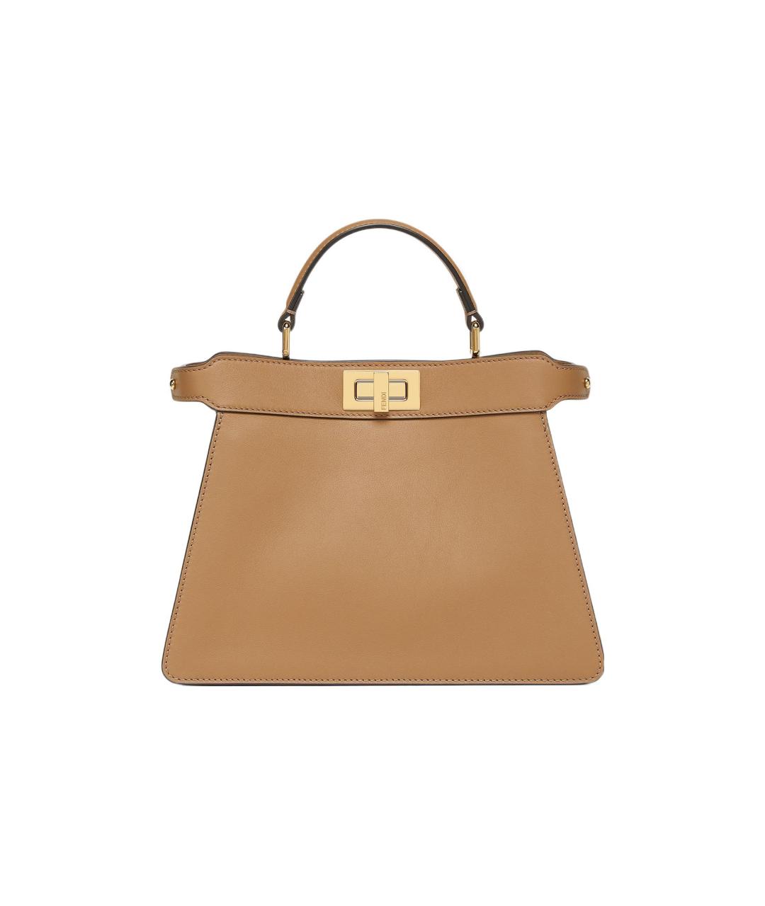 FENDI Бежевая кожаная сумка через плечо, фото 6