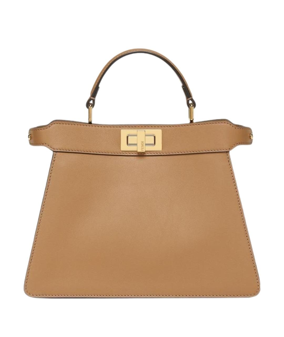 FENDI Бежевая кожаная сумка через плечо, фото 1