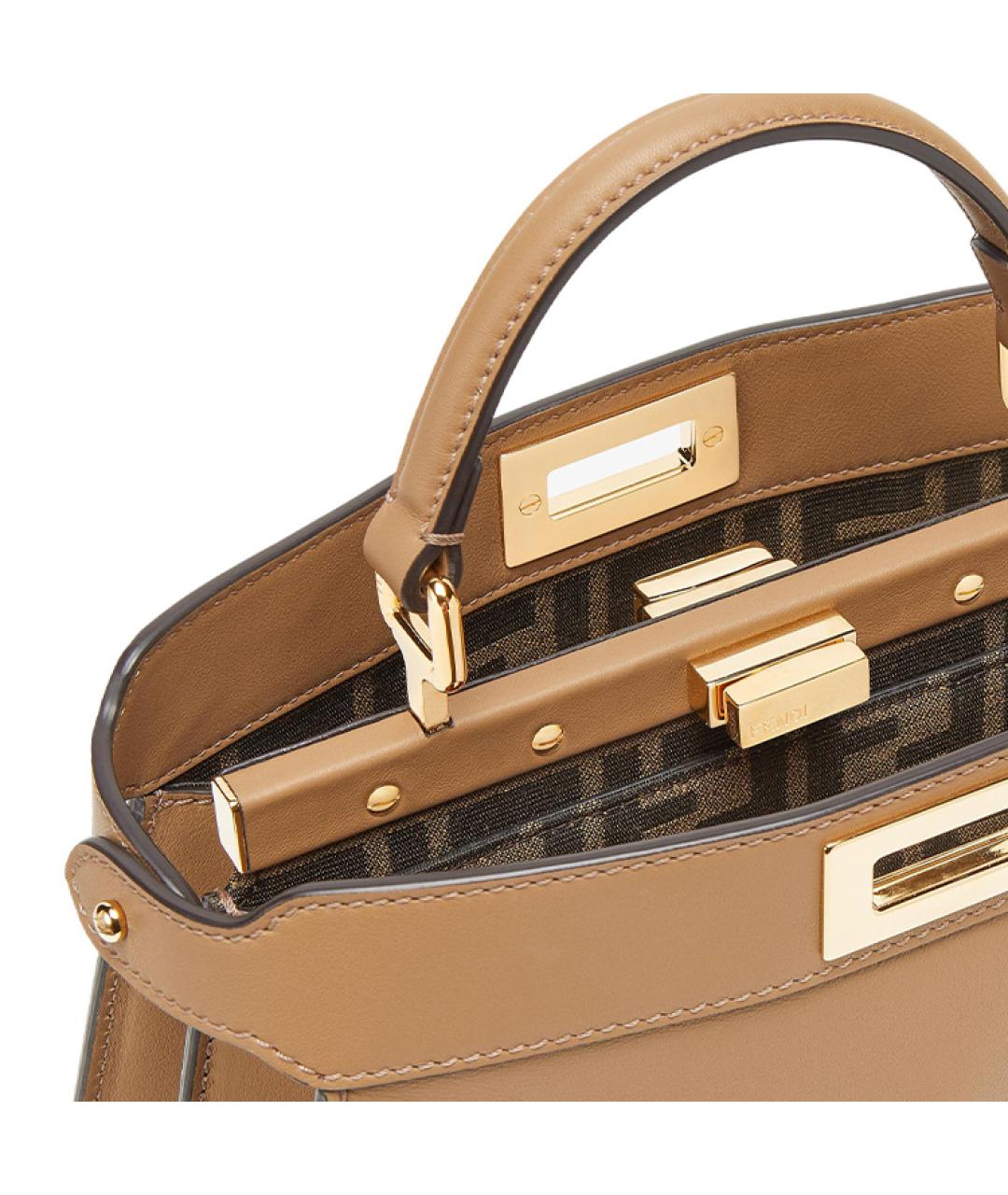 FENDI Бежевая кожаная сумка через плечо, фото 5