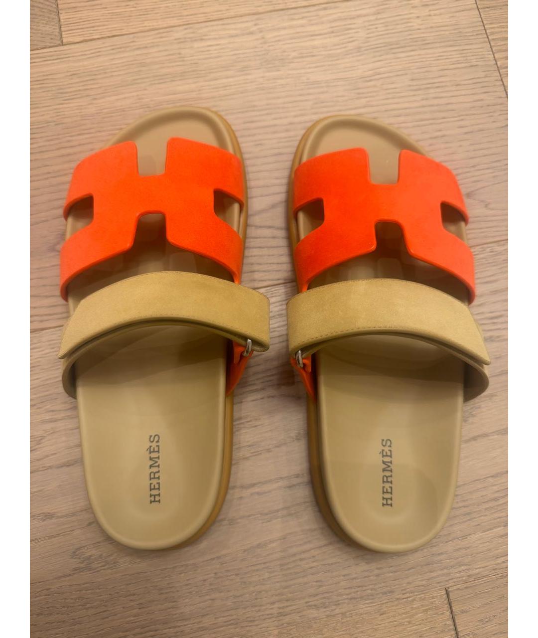 HERMES Красные замшевые сандалии, фото 7