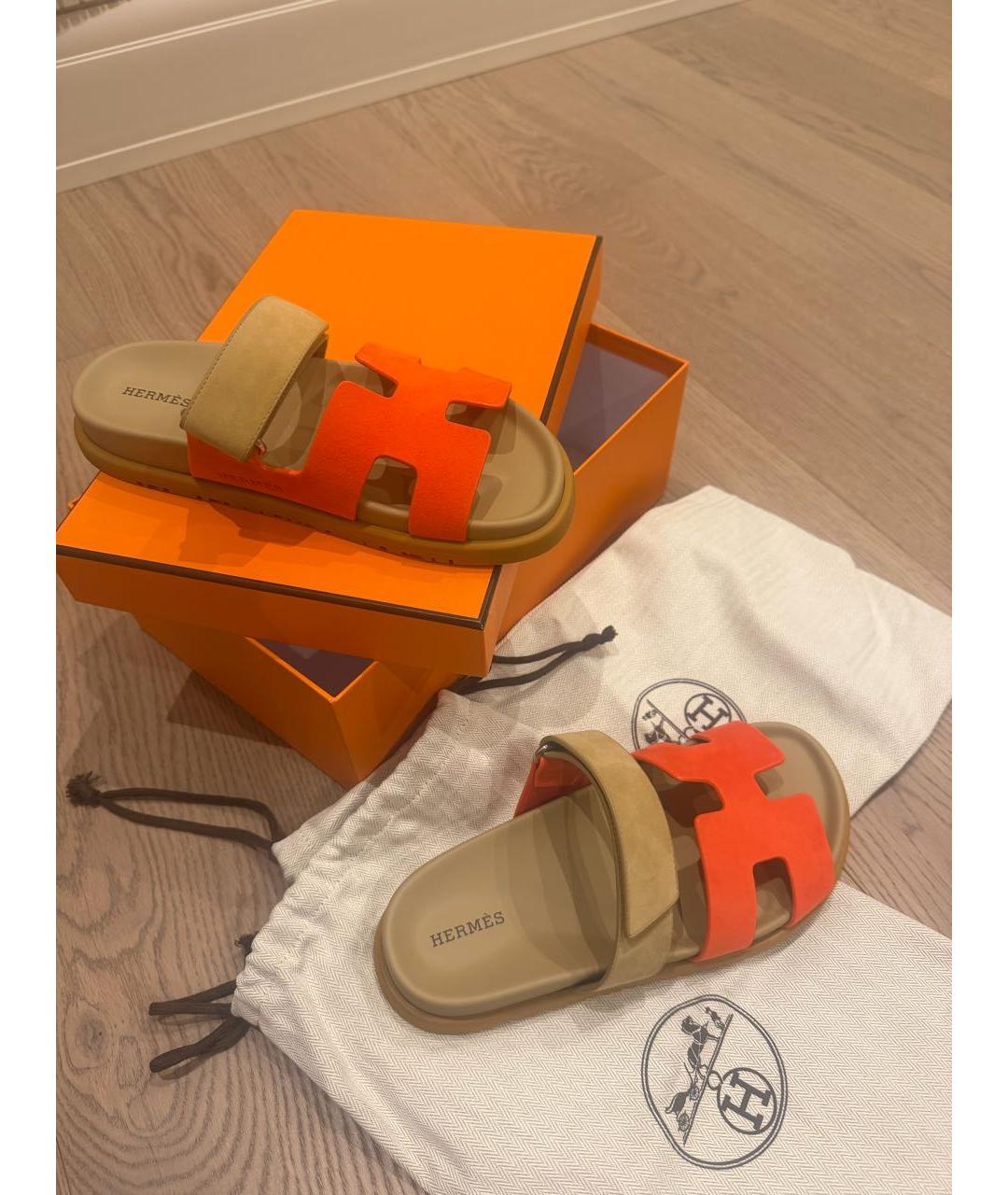 HERMES Красные замшевые сандалии, фото 8