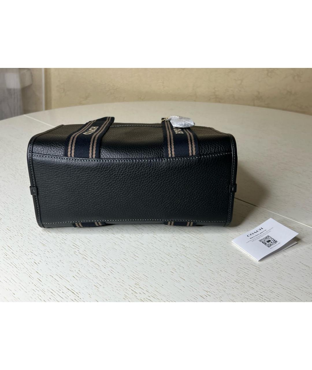 COACH Черная кожаная сумка с короткими ручками, фото 8