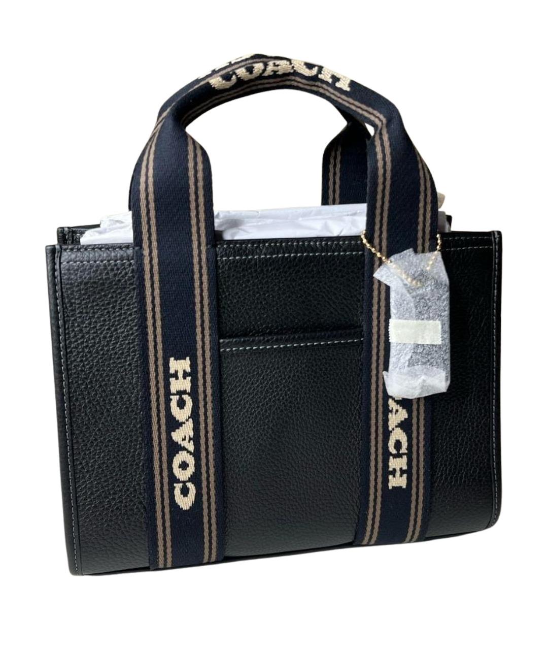 COACH Черная кожаная сумка с короткими ручками, фото 1