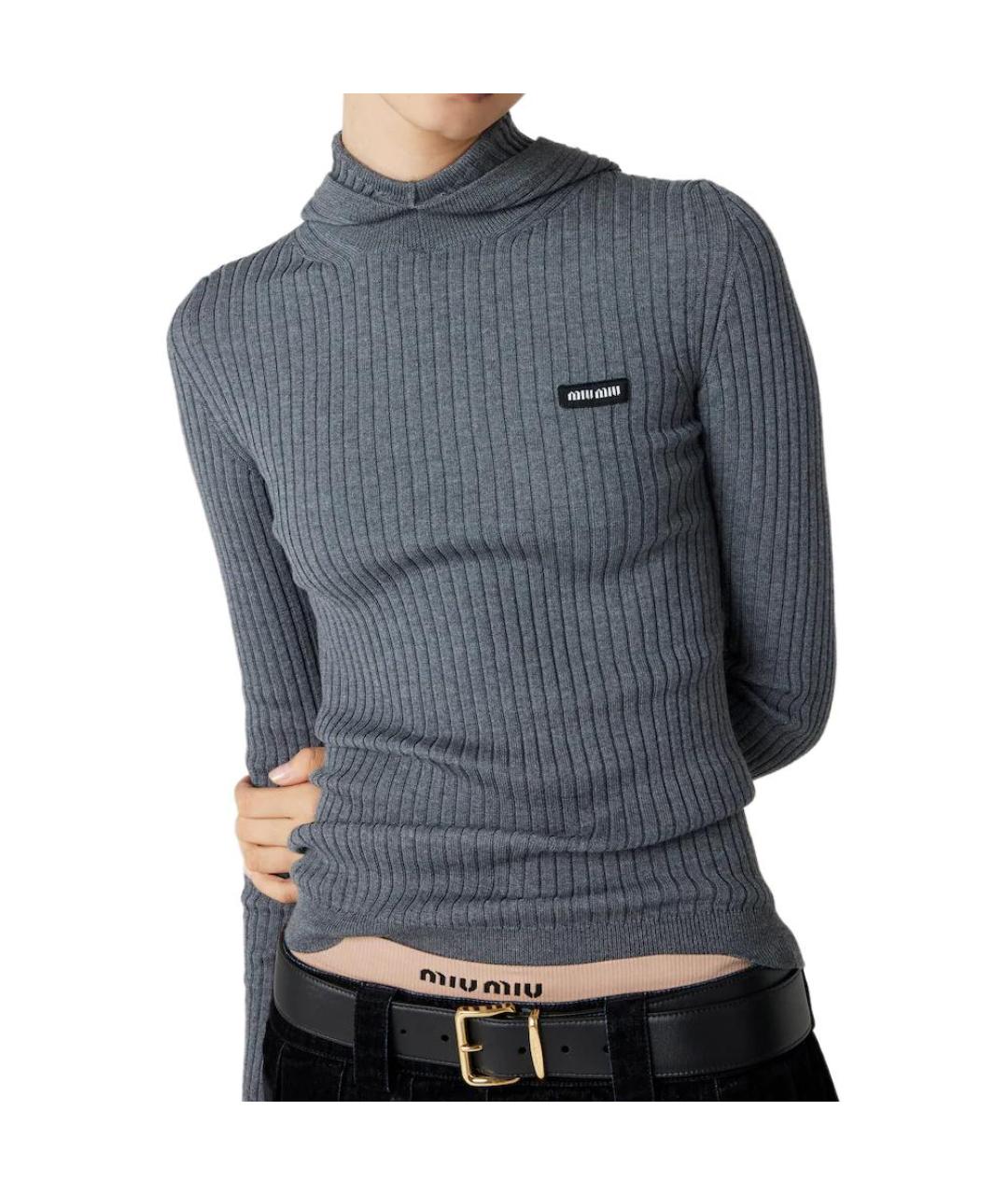 MIU MIU Серый джемпер / свитер, фото 2