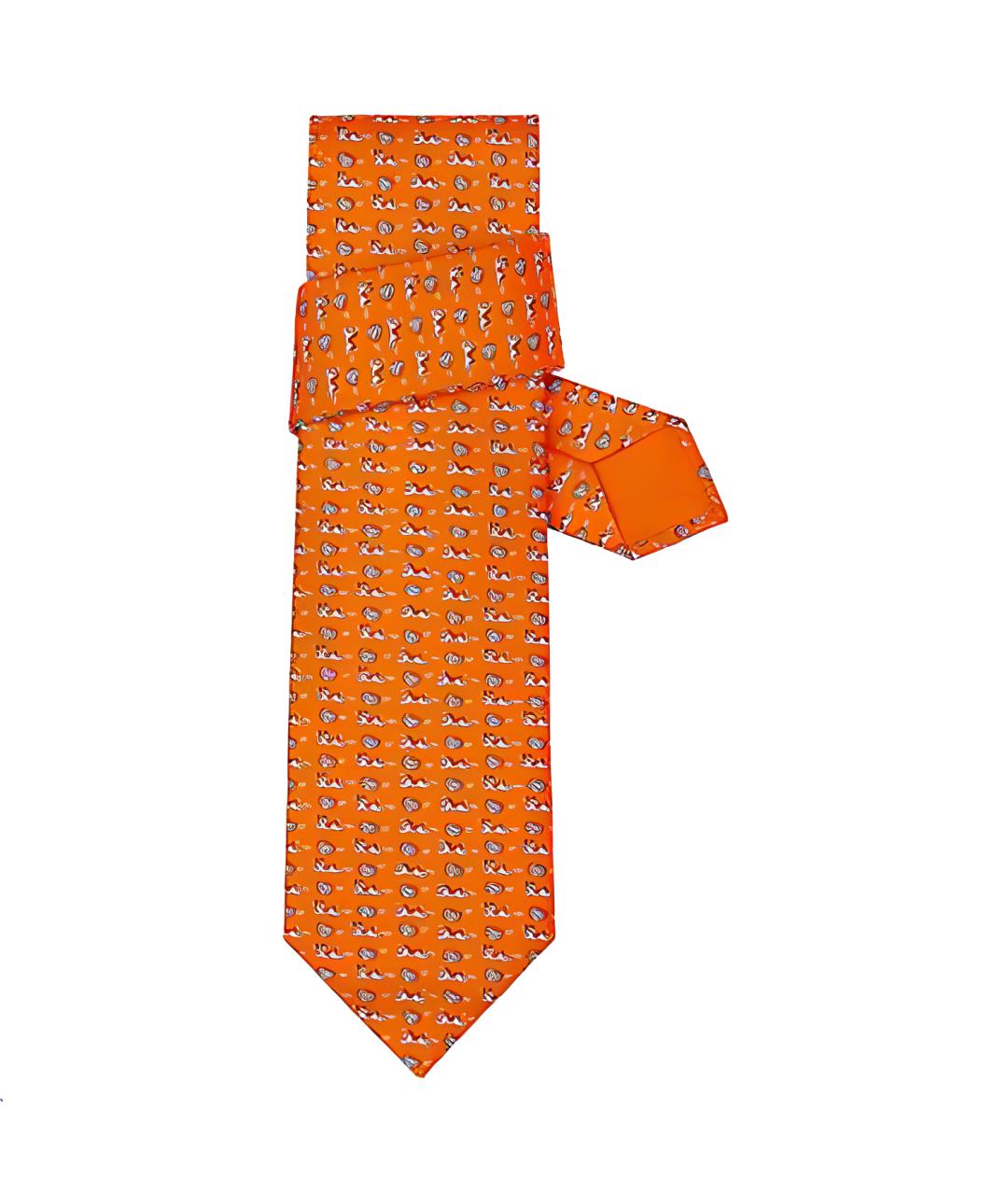 HERMES Оранжевый галстук, фото 2