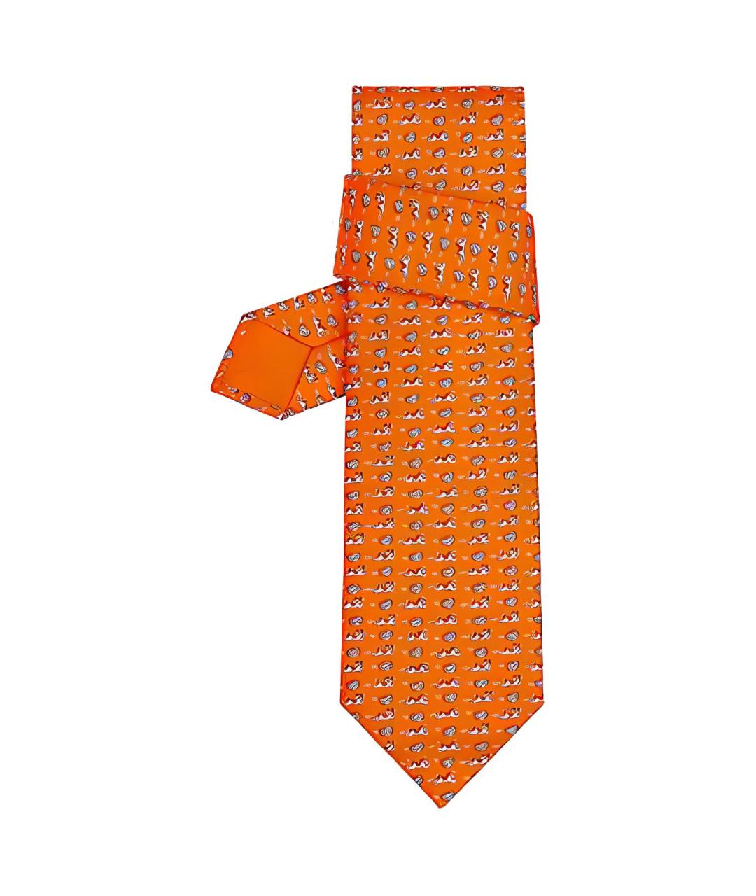 HERMES Оранжевый галстук, фото 1