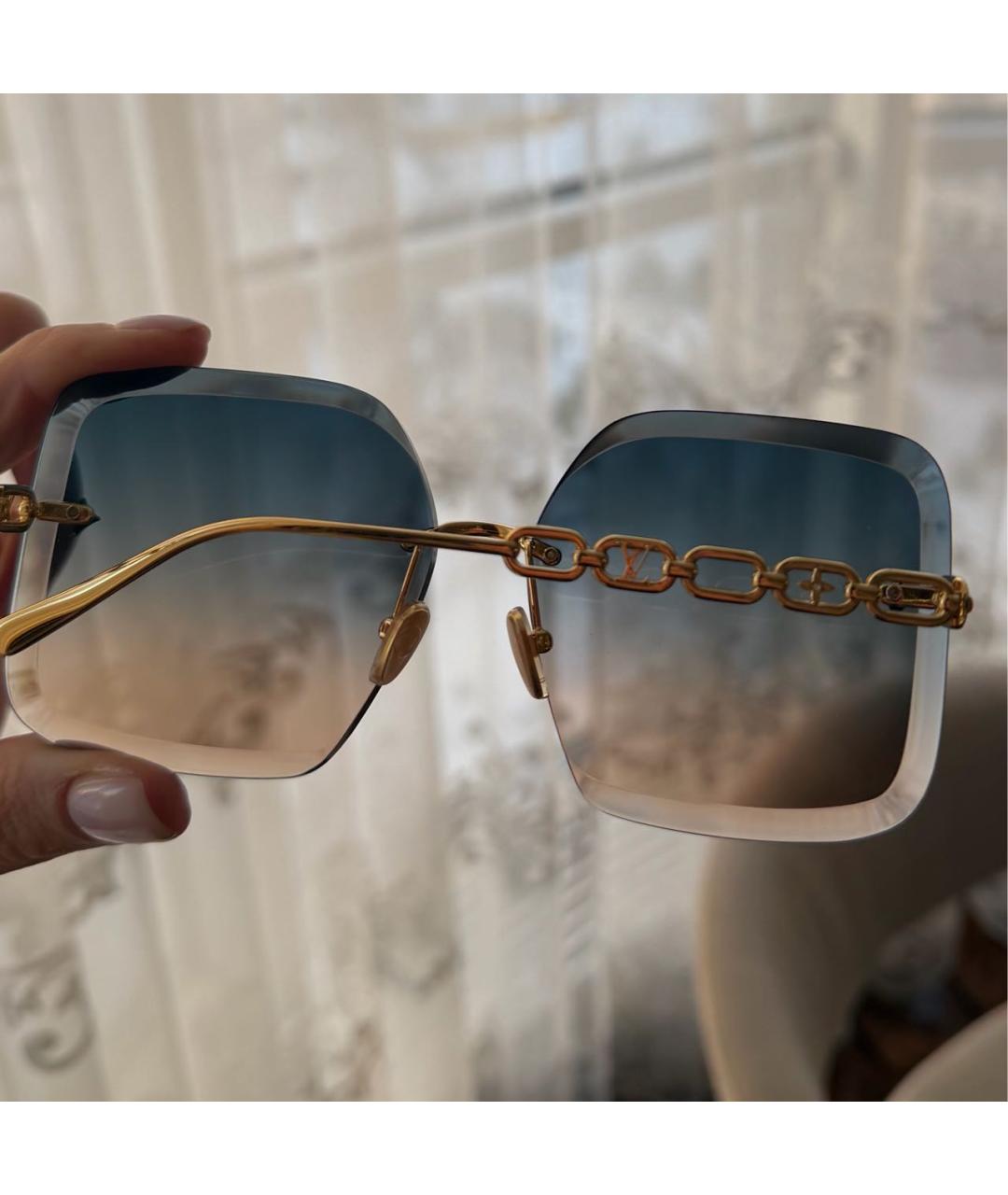 LOUIS VUITTON Синие металлические солнцезащитные очки, фото 4