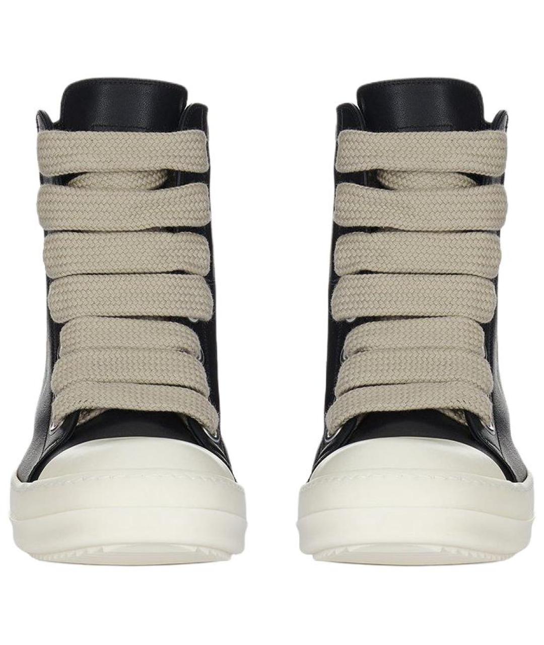 RICK OWENS Черные кожаные низкие кроссовки / кеды, фото 4