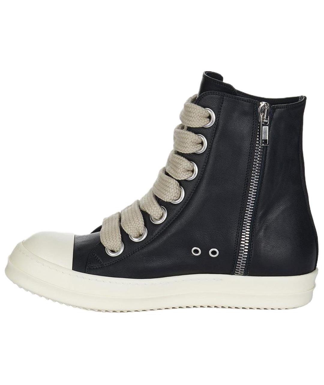 RICK OWENS Черные кожаные низкие кроссовки / кеды, фото 2