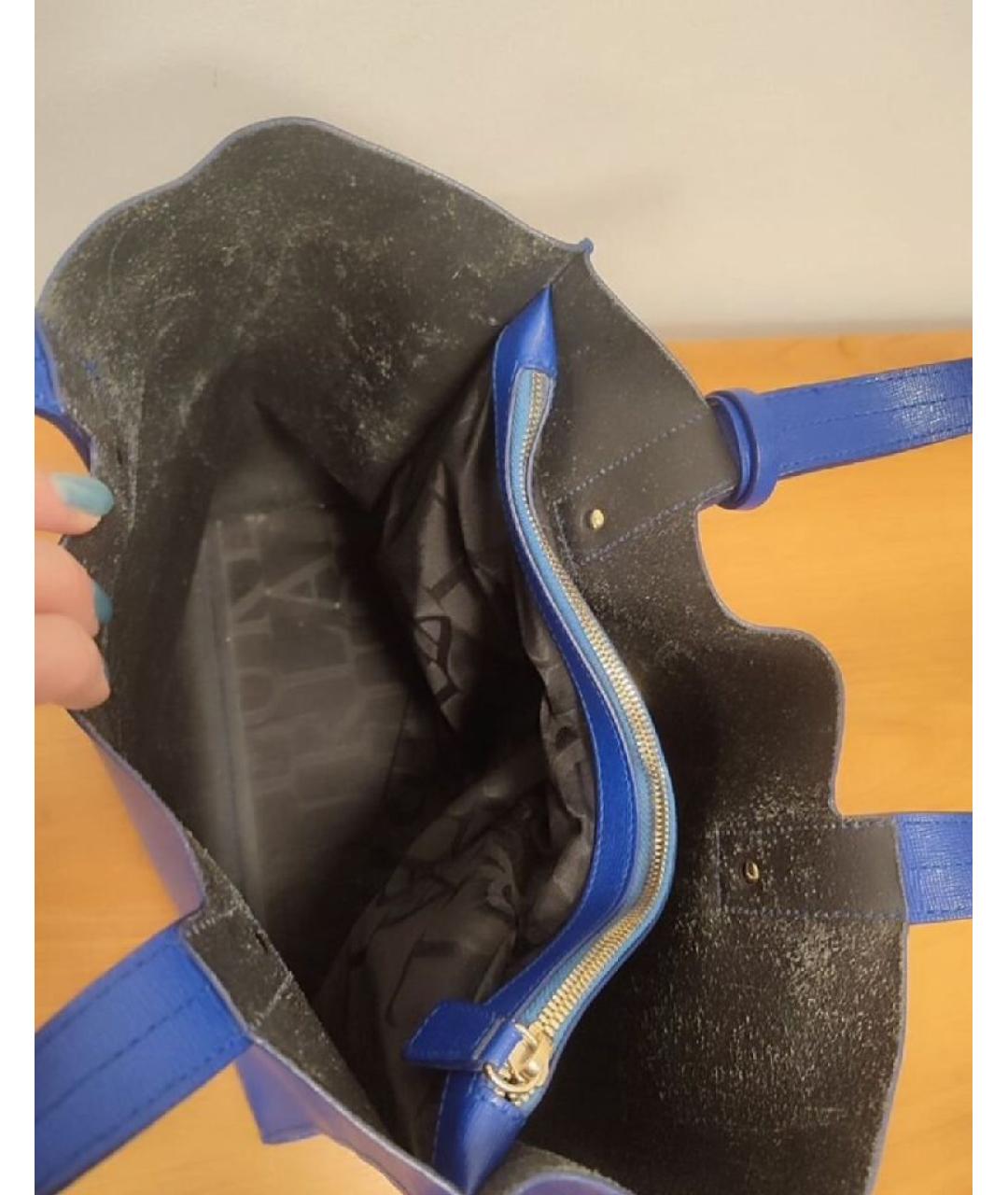 FURLA Синяя кожаная сумка с короткими ручками, фото 9