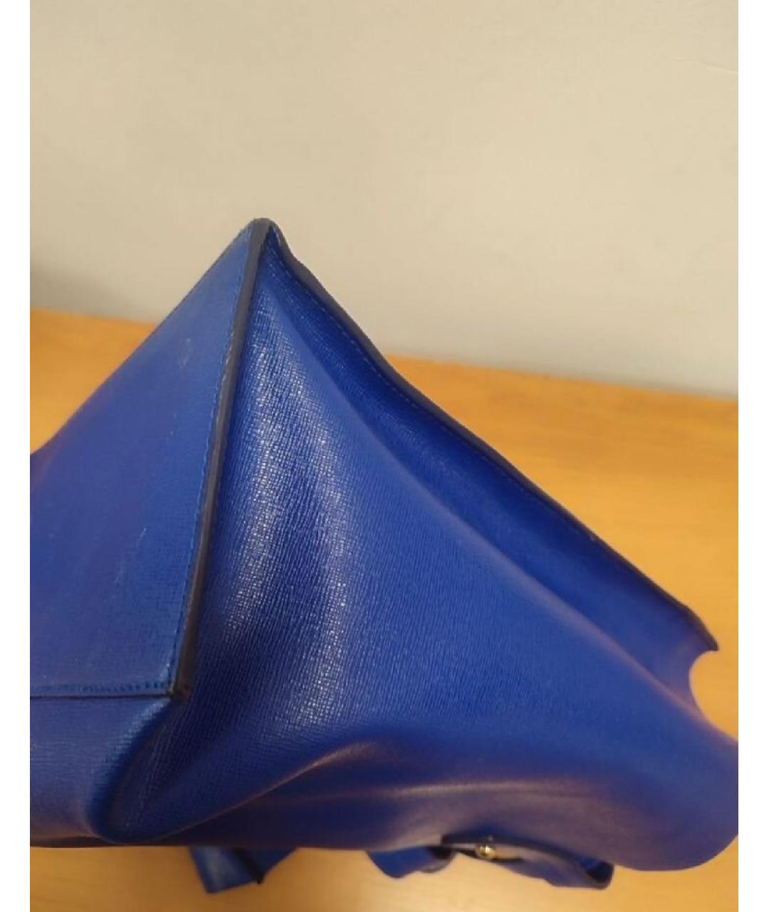 FURLA Синяя кожаная сумка с короткими ручками, фото 5