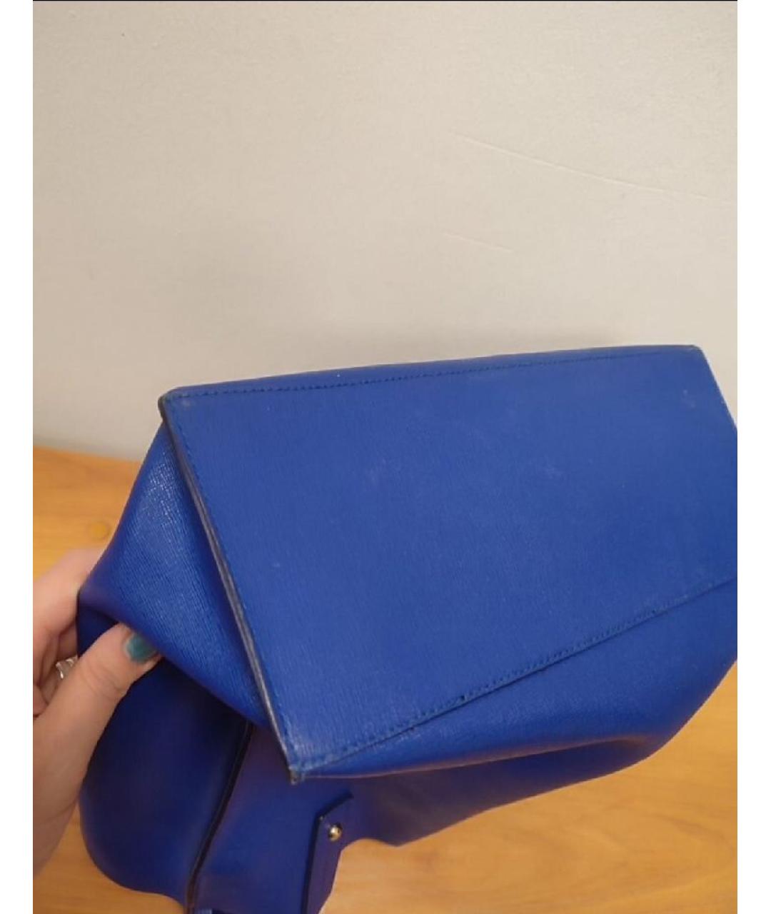 FURLA Синяя кожаная сумка с короткими ручками, фото 4