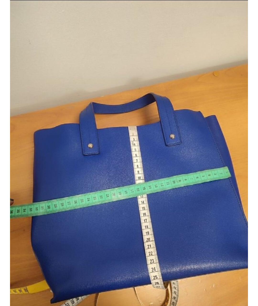 FURLA Синяя кожаная сумка с короткими ручками, фото 8