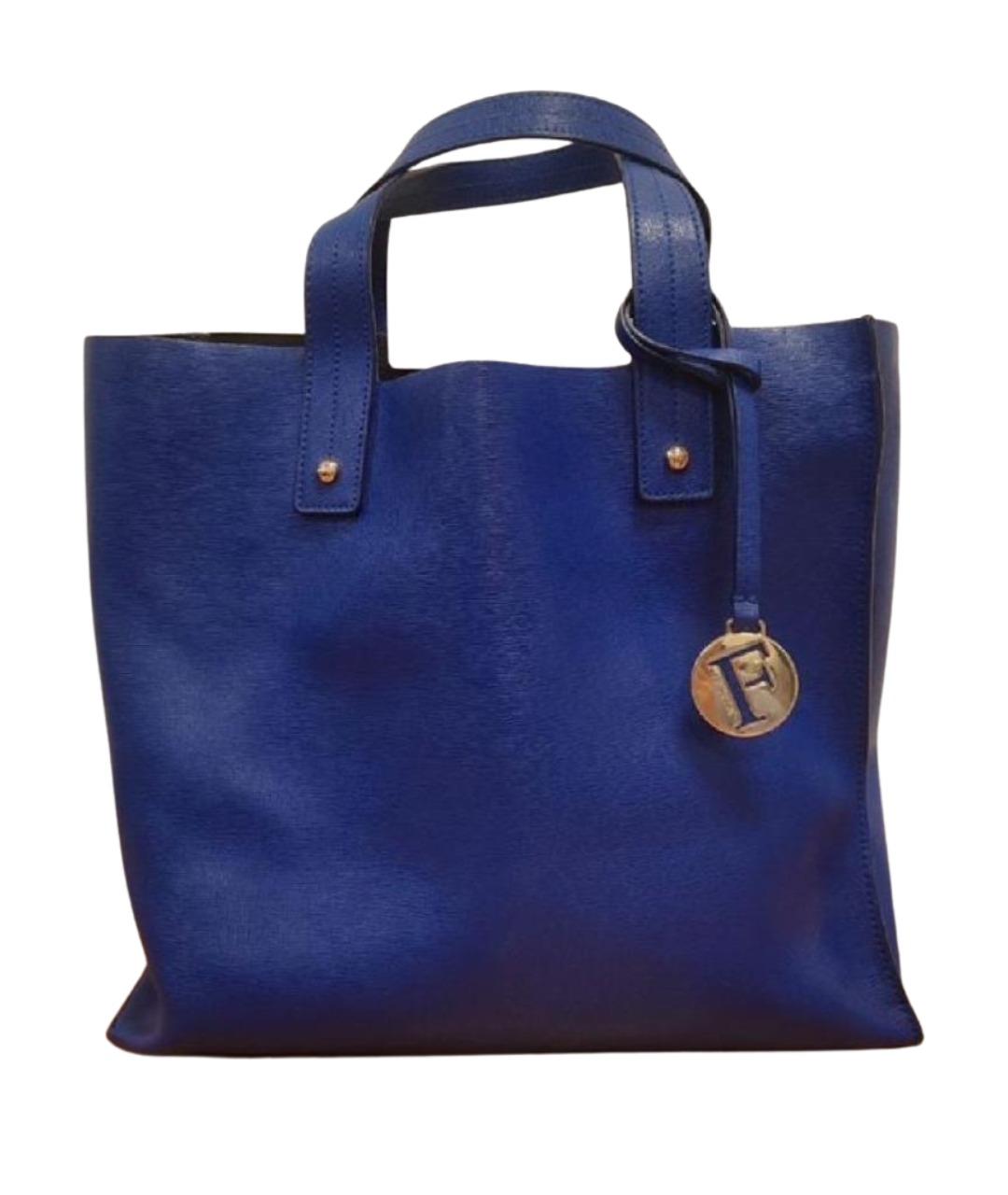 FURLA Синяя кожаная сумка с короткими ручками, фото 1