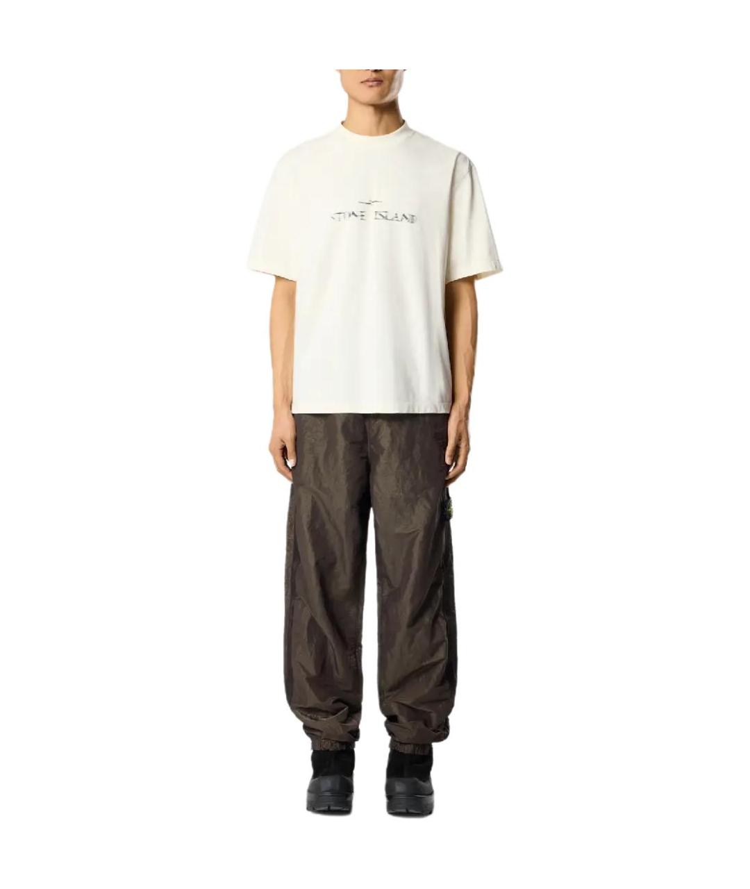 STONE ISLAND Белая футболка, фото 3