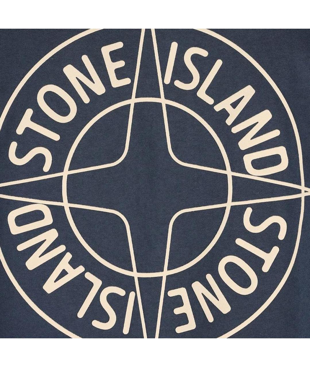 STONE ISLAND Темно-синяя хлопковая футболка, фото 5