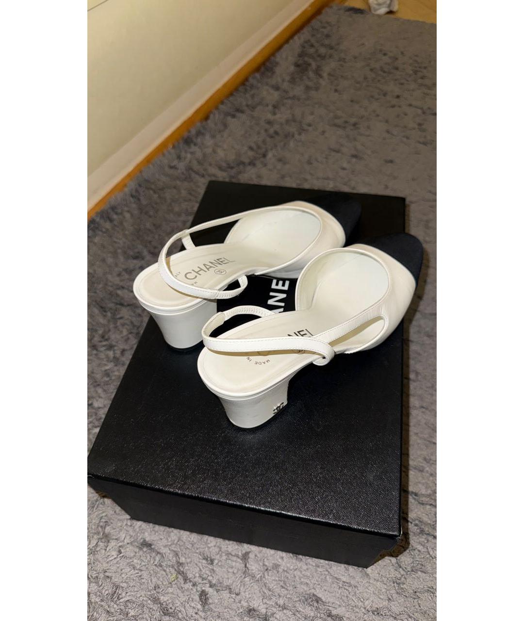 CHANEL Белые кожаные туфли, фото 3