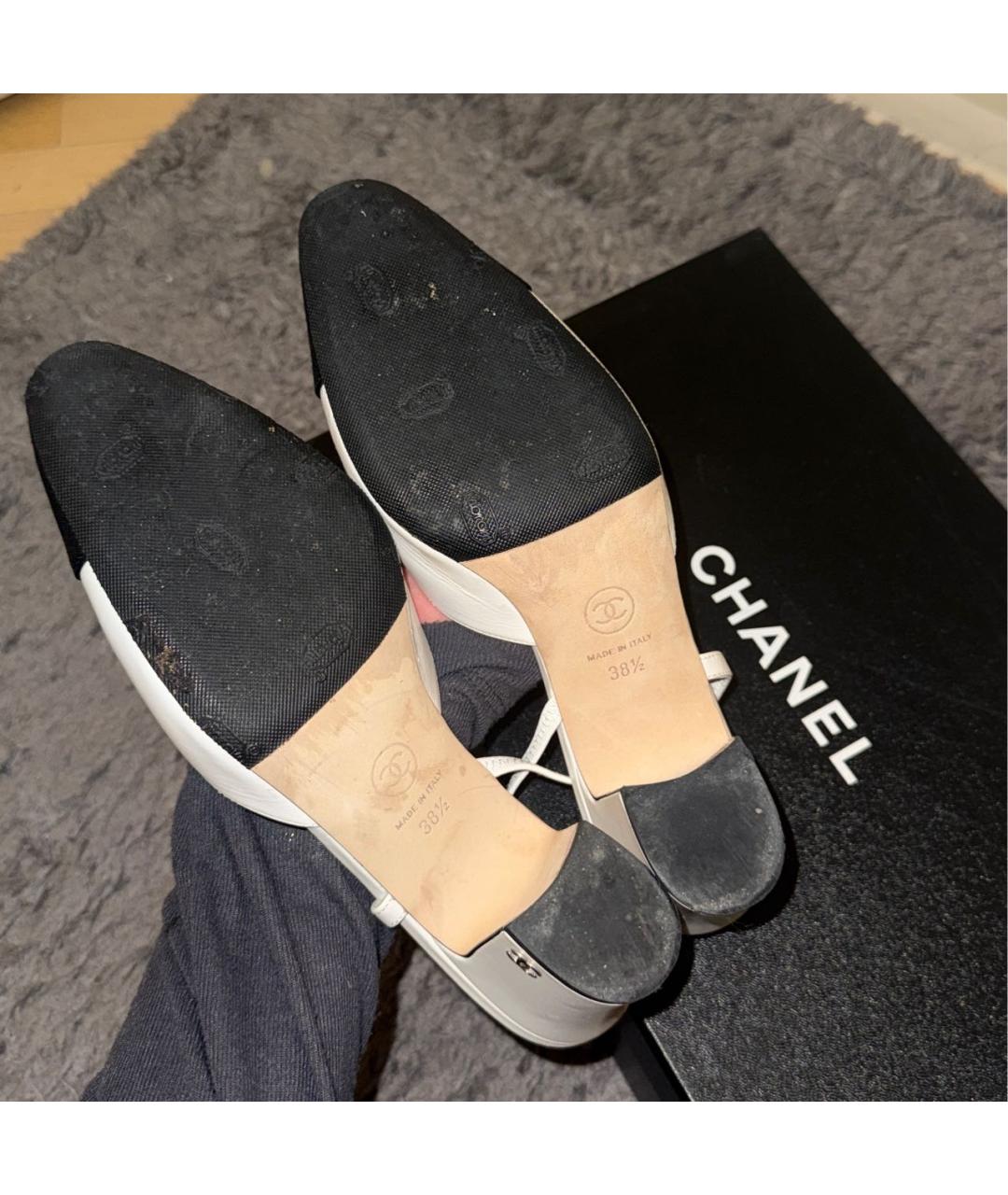 CHANEL Белые кожаные туфли, фото 4