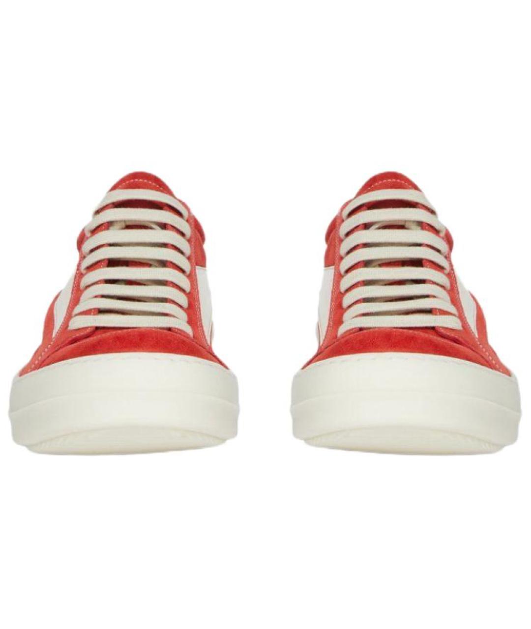 RICK OWENS Красные замшевые низкие кроссовки / кеды, фото 4