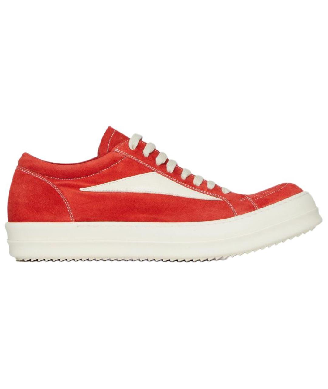 RICK OWENS Красные замшевые низкие кроссовки / кеды, фото 1