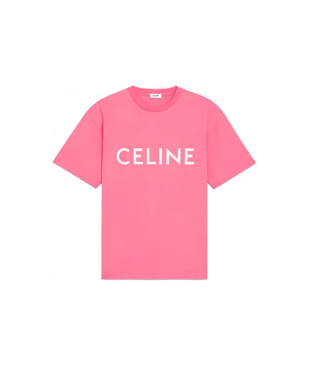 CELINE Розовая хлопковая футболка, фото 3