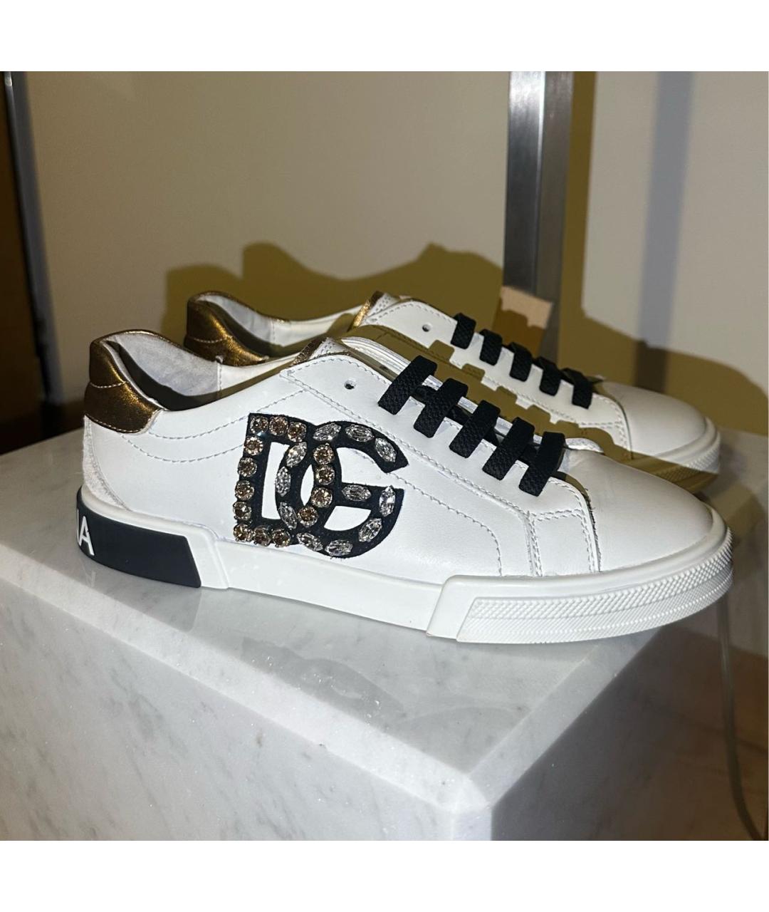 DOLCE&GABBANA Белые кожаные кеды, фото 6