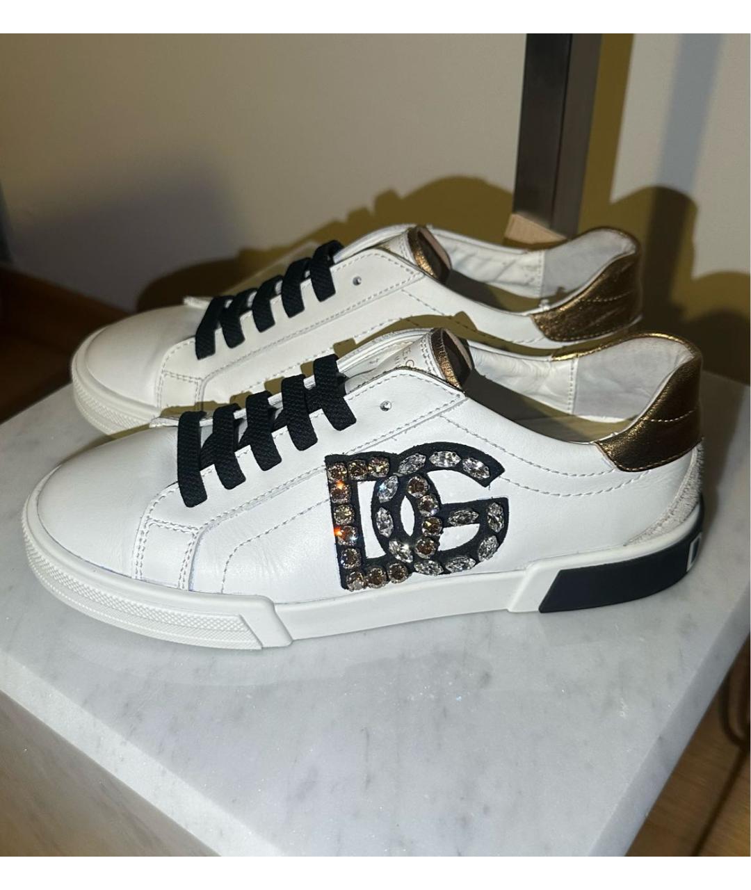 DOLCE&GABBANA Белые кожаные кеды, фото 7