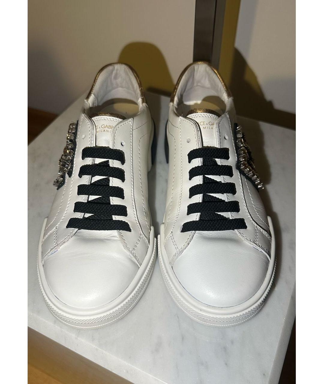 DOLCE&GABBANA Белые кожаные кеды, фото 2