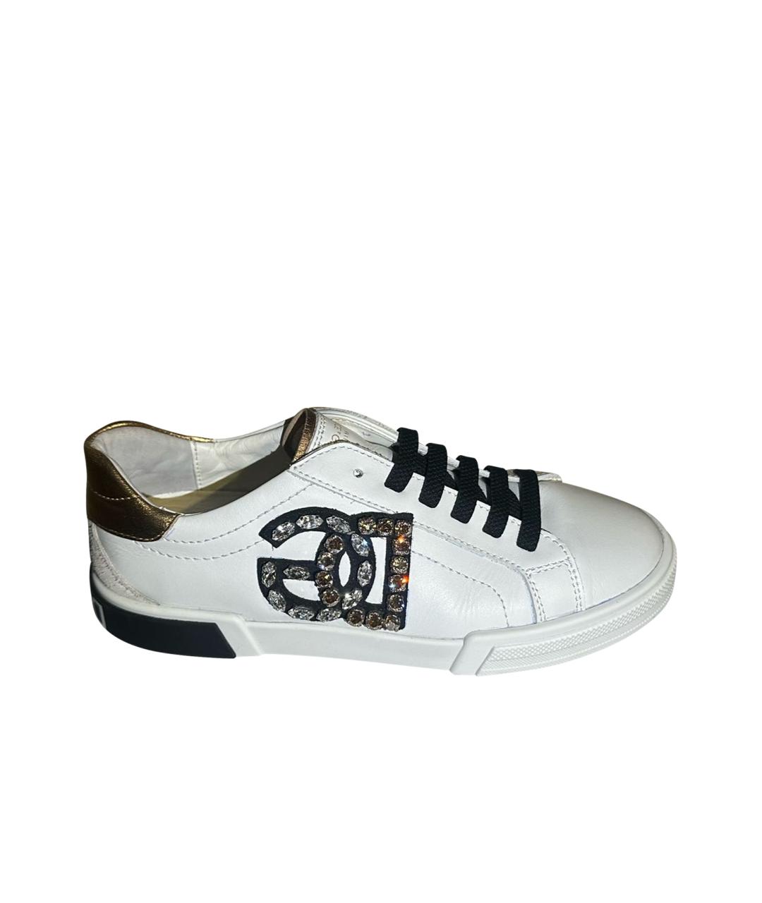 DOLCE&GABBANA Белые кожаные кеды, фото 1