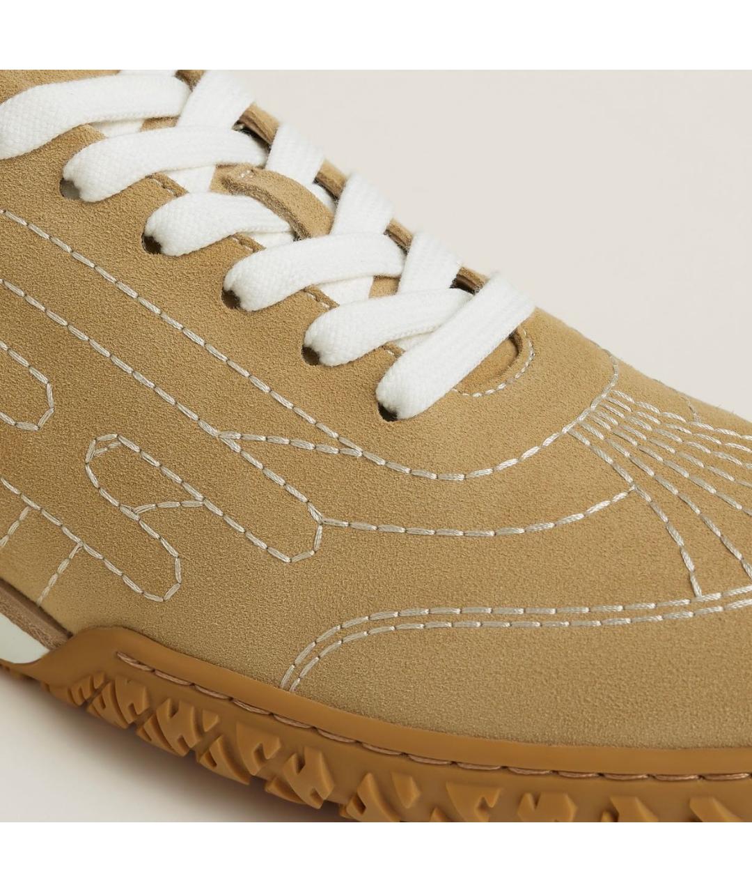 HERMES Горчичные замшевые кроссовки, фото 3