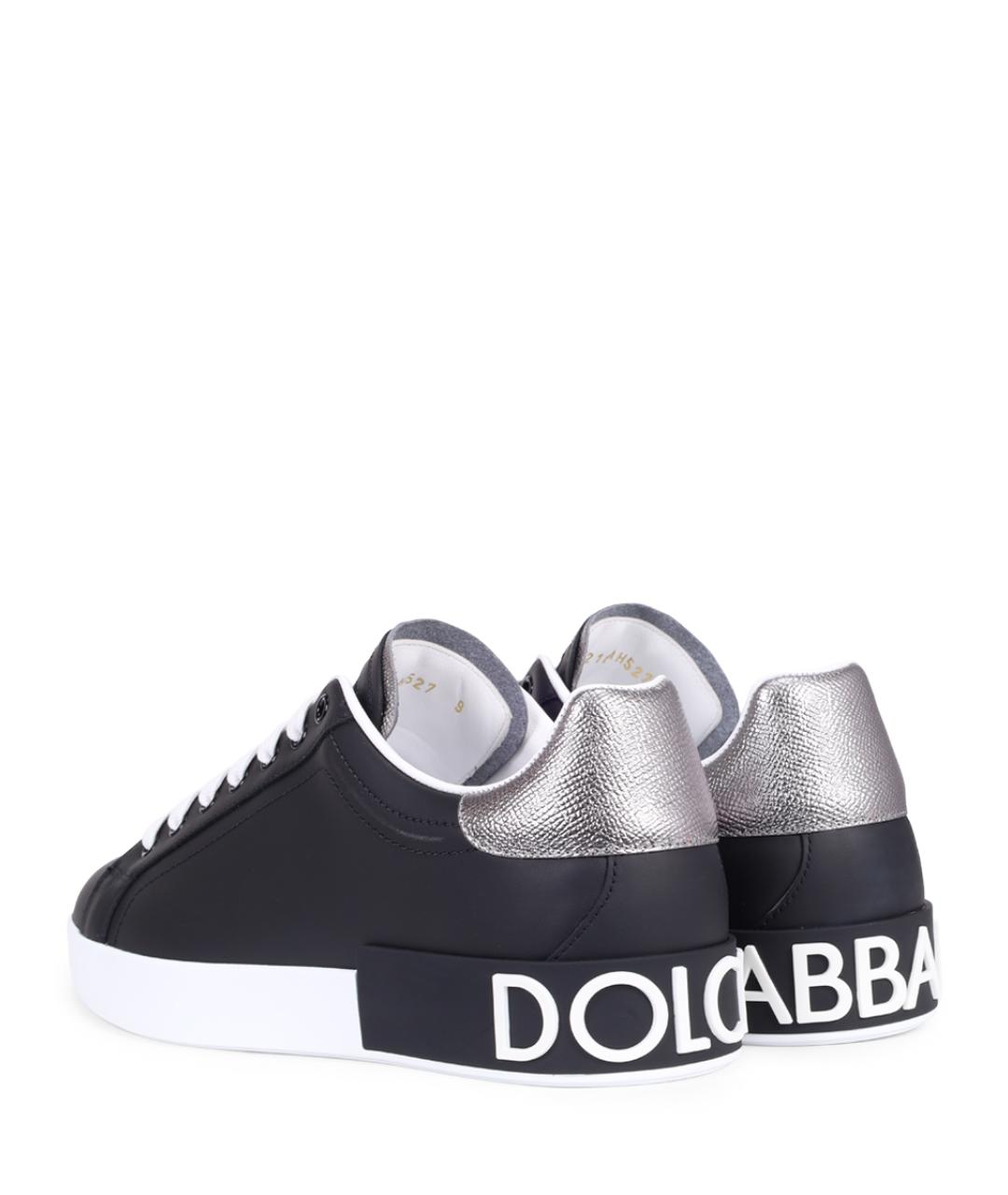 DOLCE&GABBANA Черные кожаные низкие кроссовки / кеды, фото 4