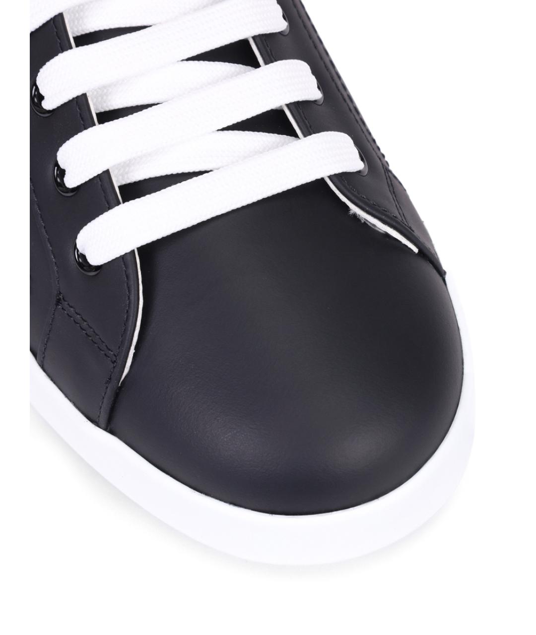 DOLCE&GABBANA Черные кожаные низкие кроссовки / кеды, фото 5