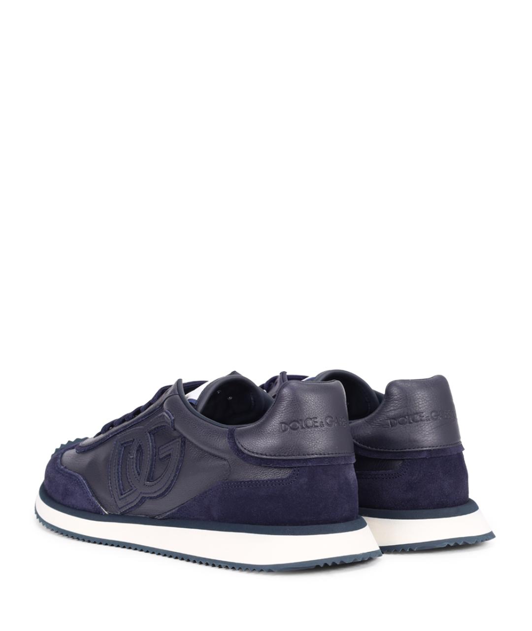 DOLCE&GABBANA Синие кожаные высокие кроссовки / кеды, фото 2