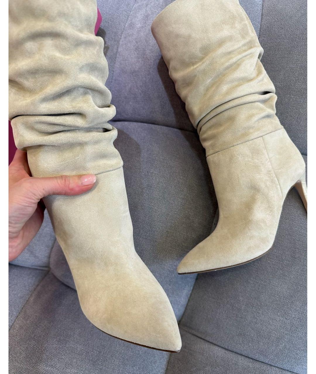 PARIS TEXAS Бежевые замшевые сапоги, фото 4
