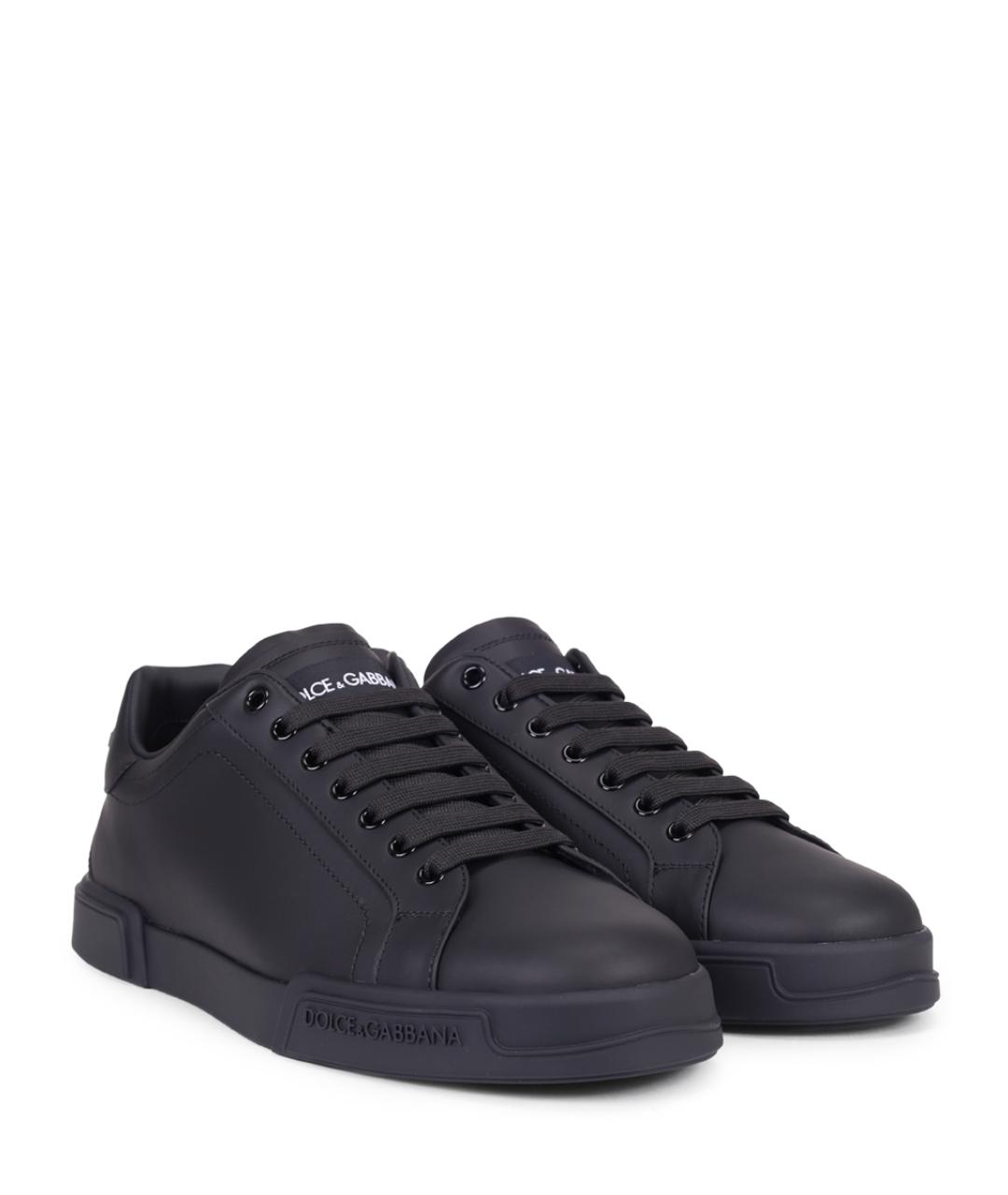 DOLCE&GABBANA Черные кожаные низкие кроссовки / кеды, фото 2